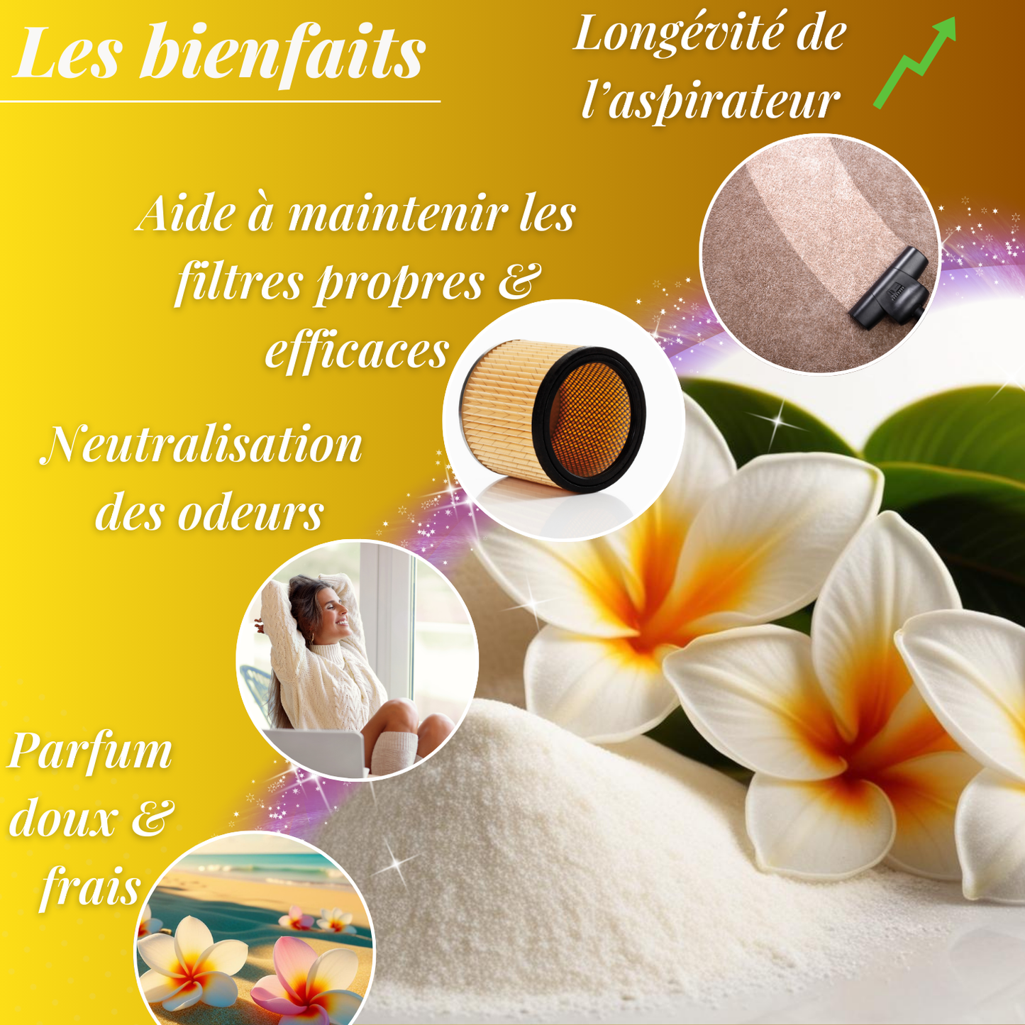 Poudre parfumée aspirateur - Monoï